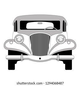 vintage car, vector illustration , lining draw, front view