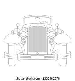 vintage car, vector illustration,lining draw ,front side
