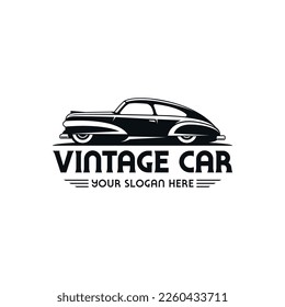 Vintage car vector logo template with the image of the retro classic car for your company