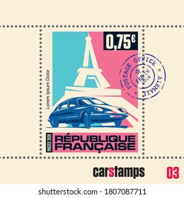 Vintage Car vector postage stamp