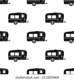 Vintage Caravan trailer. Camper van seamless pattern. Travel trailer flat. Vector illustration.