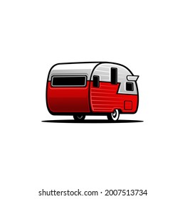 vintage caravan trailer isolated for illustration or logo design