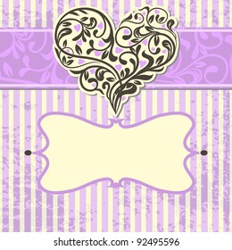 Vintage card with abstract heart. Vector illustration