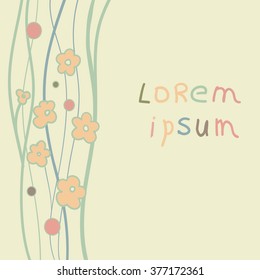 Vintage card with abstract plant and flowers. eps-8