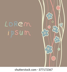 Vintage card with abstract plant and flowers. eps-8