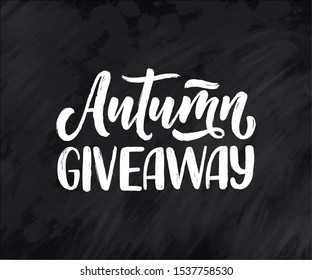 Vintage card with autumn giveaway lettering. Calligraphy text. Decoration template. Vector banner for holiday design.