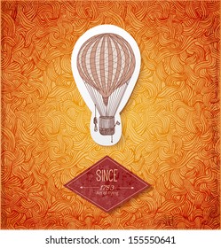 Vintage card with balloon. Vector illustration. 