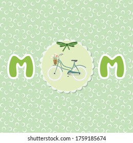 Vintage card with a bike on polka dot background. Vector illustration.