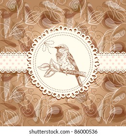 vintage card with bird