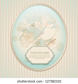Vintage card with a bird. Retro background