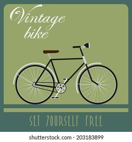 Vintage card of black bicycle in retro style