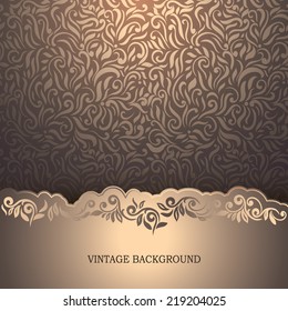 Vintage card with a border on seamless wallpaper 