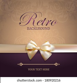 Vintage card with Bow. Retro Background. Vector Illustration