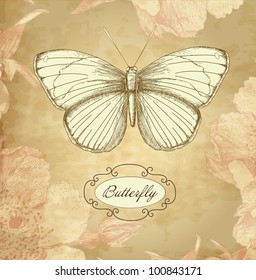 Vintage card with a butterfly