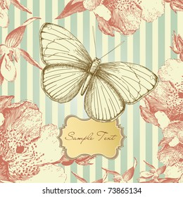 Vintage card with a butterfly