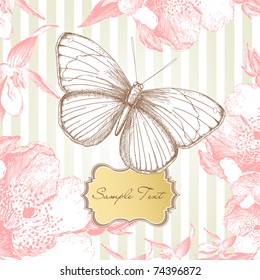 Vintage card with a butterfly