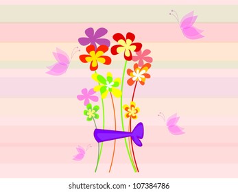 Vintage card with butterfly and flowers