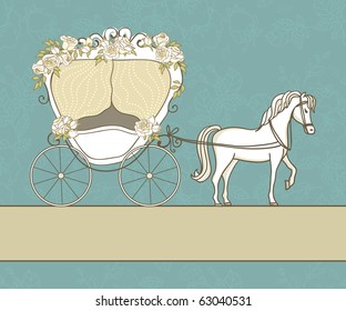 vintage card with carriage and horse