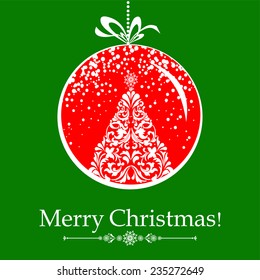 Vintage card with Christmas ball. vector illustration 