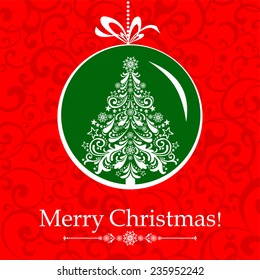 Vintage card with Christmas ball. vector illustration 