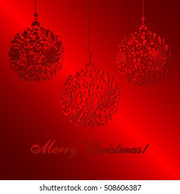 Vintage card with Christmas balls. Christmas illustration. Christmas decorations. New Year background. Christmas paper card. Christmas decoration elements. Illustration can be used as a poster.