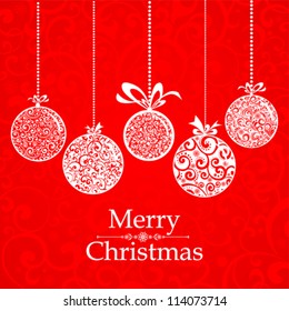 Vintage card with Christmas balls. vector illustration