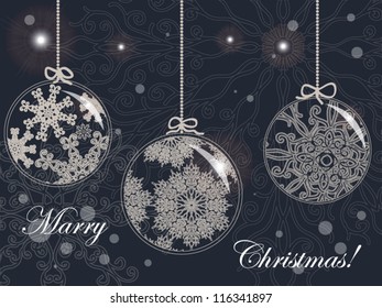 Vintage card with Christmas balls. vector illustration