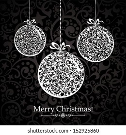 Vintage card with Christmas balls. vector illustration 