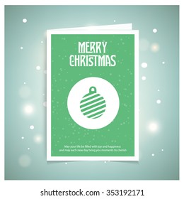 Vintage card with Christmas balls. vector illustration. Green brochure, poster templates in Christmas style. Vector Background
