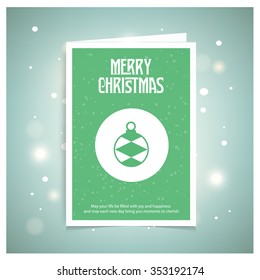 Vintage card with Christmas balls. vector illustration. Green brochure, poster templates in Christmas style. Vector Background