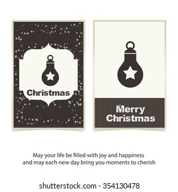 Vintage card with Christmas balls. vector illustration, Vintage label Front bank Greeting card template. Vector brown Icon background illustration
