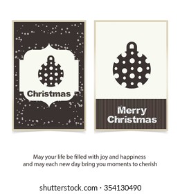 Vintage card with Christmas balls. vector illustration, Vintage label Front bank Greeting card template. Vector brown Icon background illustration
