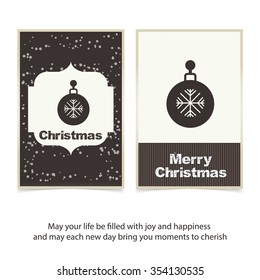 Vintage card with Christmas balls. vector illustration, Vintage label Front bank Greeting card template. Vector brown Icon background illustration
