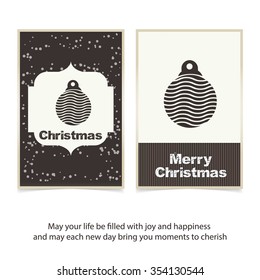 Vintage card with Christmas balls. vector illustration, Vintage label Front bank Greeting card template. Vector brown Icon background illustration
