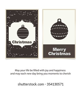 Vintage card with Christmas balls. vector illustration, Vintage label Front bank Greeting card template. Vector brown Icon background illustration
