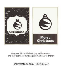 Vintage card with Christmas balls. vector illustration, Vintage label Front bank Greeting card template. Vector brown Icon background illustration
