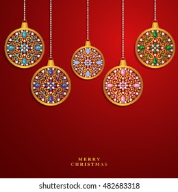 Vintage card with Christmas balls. vector illustration