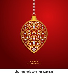 Vintage card with Christmas balls. vector illustration.