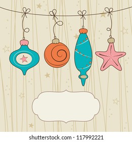 Vintage card with Christmas decoration