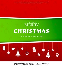 Vintage card with Christmas elements. Christmas tree. Vector illustration