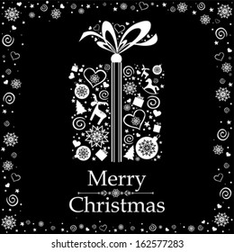 Vintage card with Christmas gifts. vector illustration 