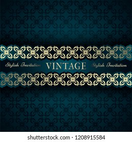 Vintage card, Classic design with golden elements: frame, border etc. Vector. 