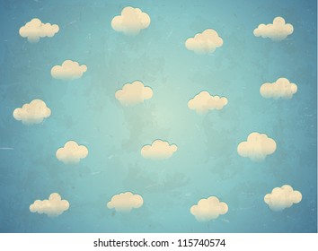 Vintage card with clouds