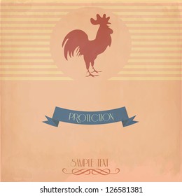 Vintage card with the cock .
