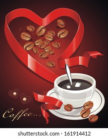 Vintage card with coffee mug. Vector illustration