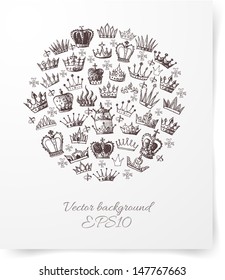 Vintage card with crowns and fleur-de-lises. Vector illustration. 