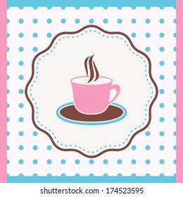 Vintage card with cup of coffee or tea