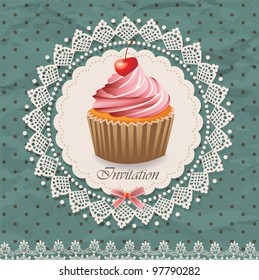 Vintage card with cupcake 011