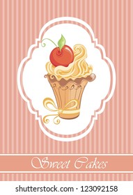 Vintage card with cupcake