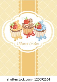 Vintage card with cupcake